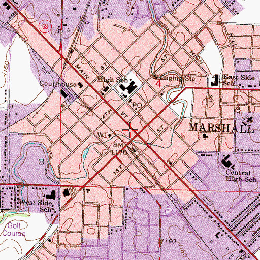 Topographic Map of Downtown Park, MN
