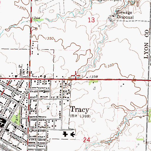 Topographic Map of Lions Wayside Park, MN