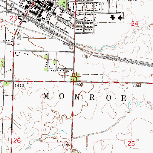 Topographic Map of Tracy Grade School, MN