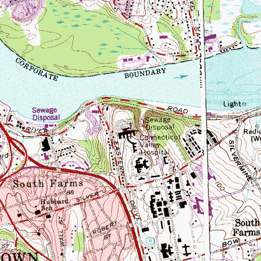 Topographic Map of Connecticut Valley Hospital, CT