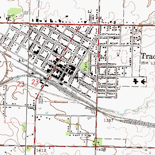 Topographic Map of Tracy United Methodist Church, MN