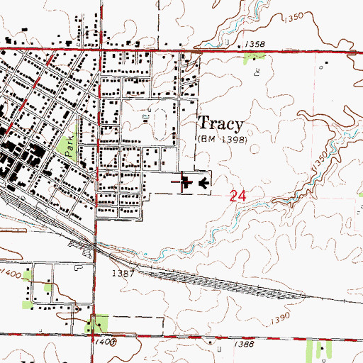 Topographic Map of Sanford Tracy Medical Center, MN