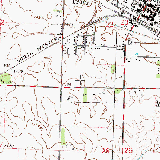 Topographic Map of Tracy Senior High School, MN