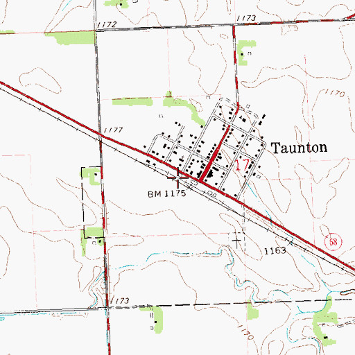 Topographic Map of Taunton (historical), MN