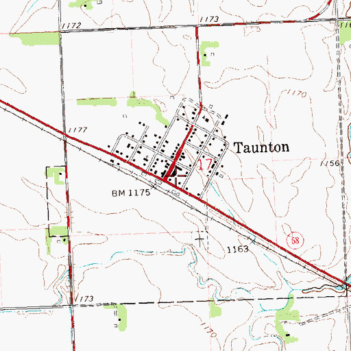 Topographic Map of Taunton City Hall, MN