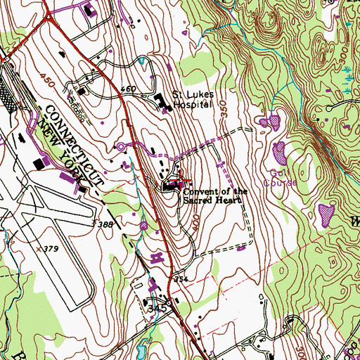 Topographic Map of Convent of the Sacred Heart, CT