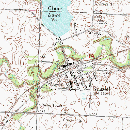 Topographic Map of Russell City Police Department, MN