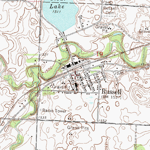 Topographic Map of Russell, MN
