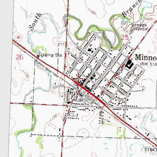 Topographic Map of Minneota City Public Library, MN