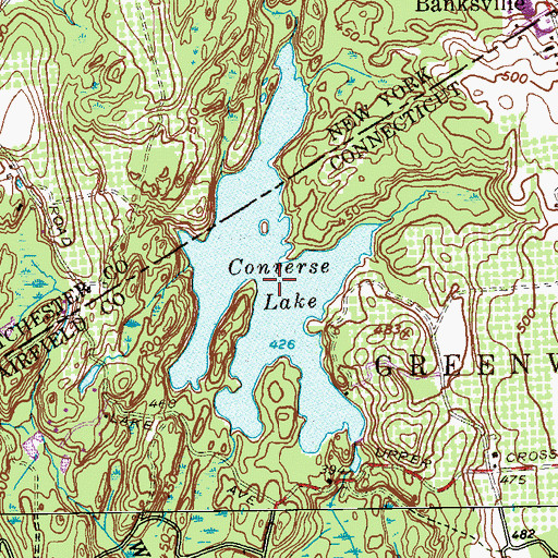 Topographic Map of Converse Lake, CT