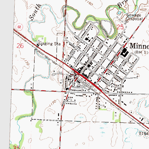 Topographic Map of Minneota Fire Department, MN