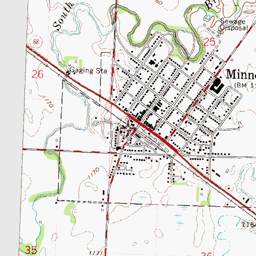 Topographic Map of Hope Lutheran Church, MN