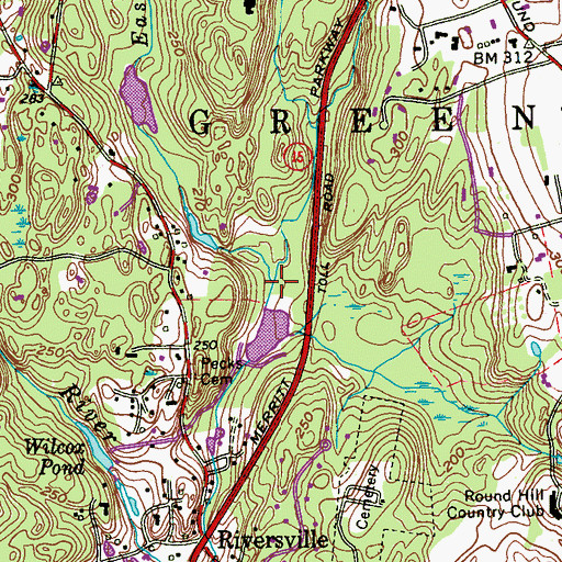 Topographic Map of Converse Pond Brook, CT