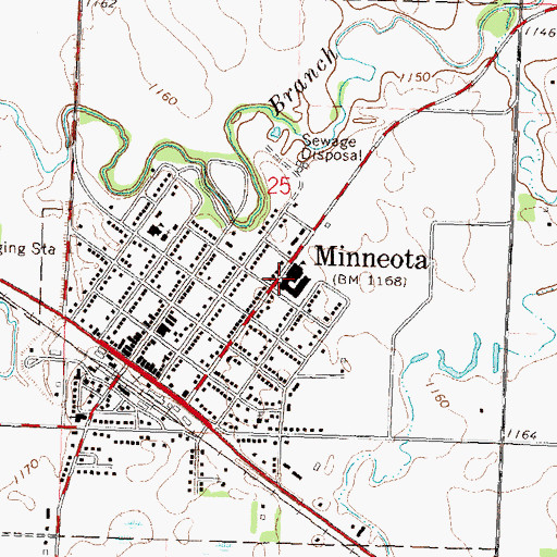 Topographic Map of Minneota High School, MN