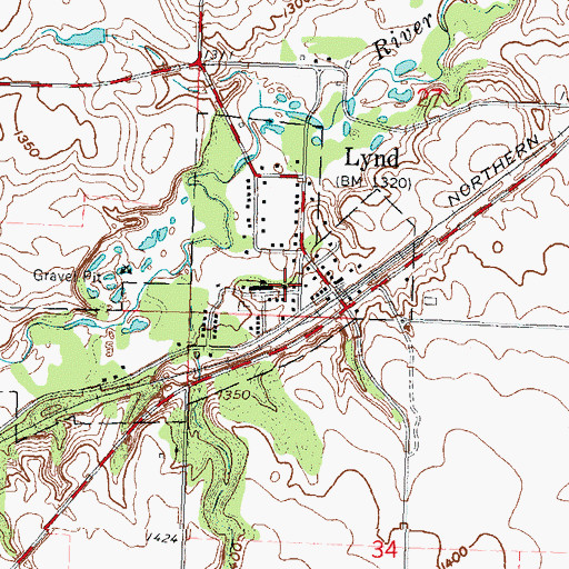 Topographic Map of Lynd Junior High School, MN
