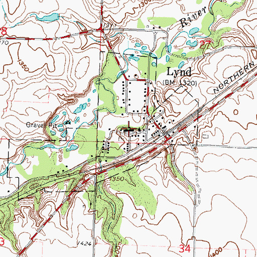 Topographic Map of Lynd Elementary School, MN