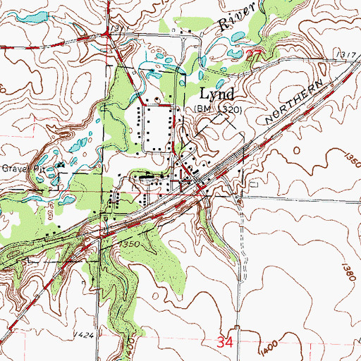 Topographic Map of Lynd City Hall, MN