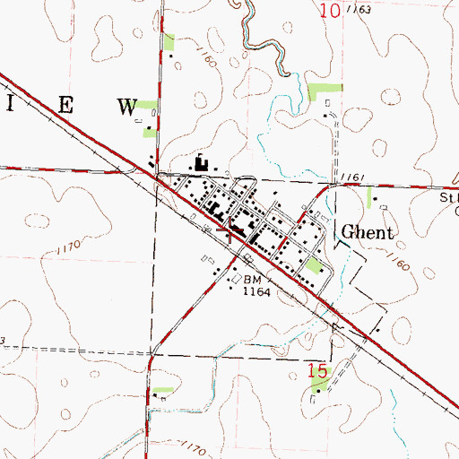 Topographic Map of Ghent City Hall, MN