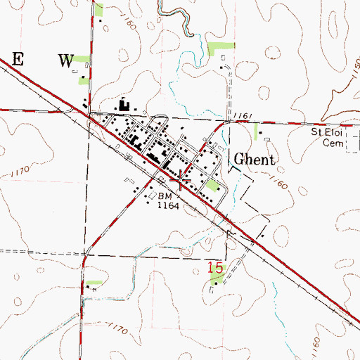 Topographic Map of Saint Eloi Church, MN
