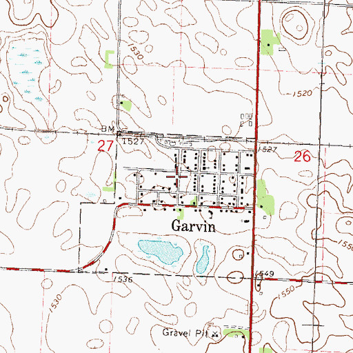 Topographic Map of Garvin City Hall, MN