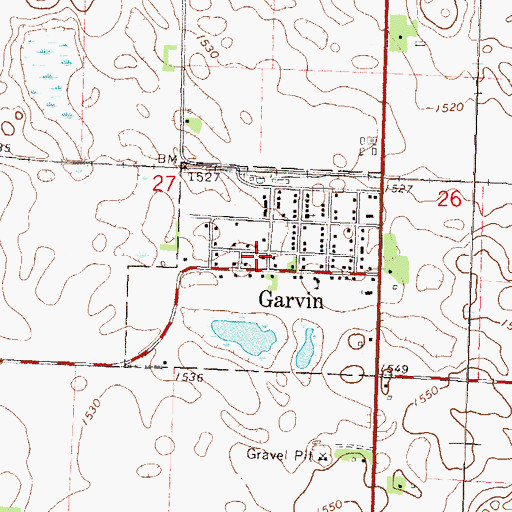 Topographic Map of Garvin Fire Department, MN