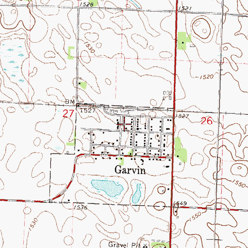 Topographic Map of Garvin Post Office, MN
