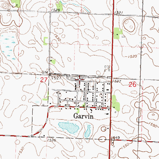 Topographic Map of Garvin, MN