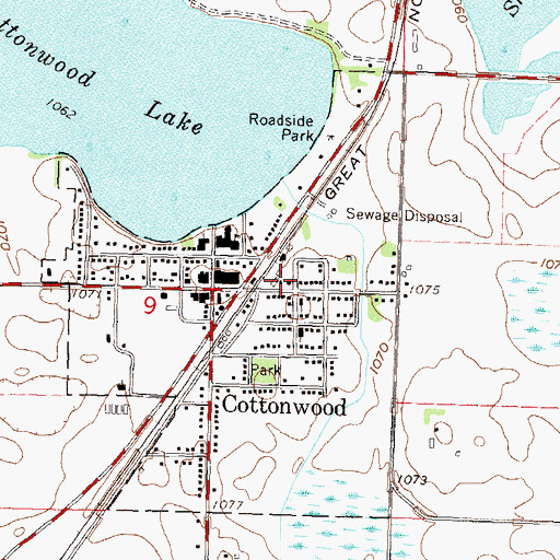 Topographic Map of Cottonwood Area Historical Society Museum, MN