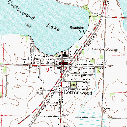 Topographic Map of Cottonwood City Hall, MN