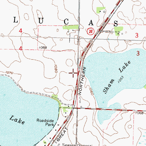 Topographic Map of Lakeview High School, MN