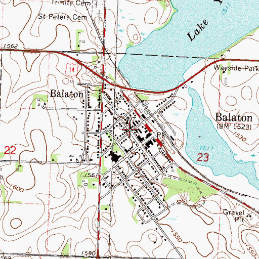 Topographic Map of Balaton United Methodist Church, MN