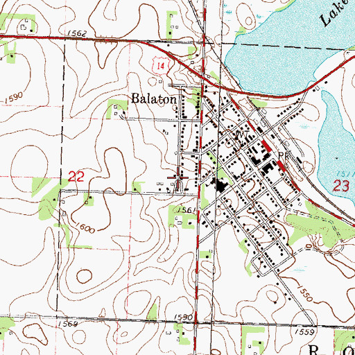 Topographic Map of Saint Peter's Evangelical Lutheran School, MN