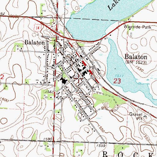 Topographic Map of Balaton Police Department, MN