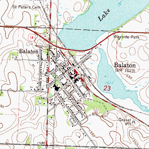 Topographic Map of Balaton Library, MN