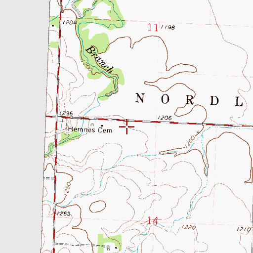 Topographic Map of Old Hemnes Cemetery, MN