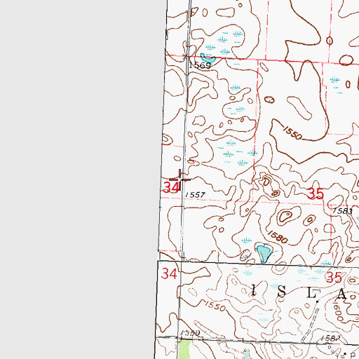 Topographic Map of Island Lake Cemetery, MN
