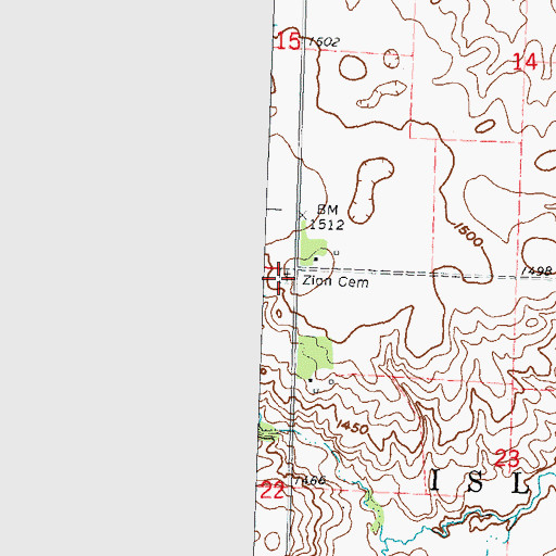 Topographic Map of Zion Cemetery, MN