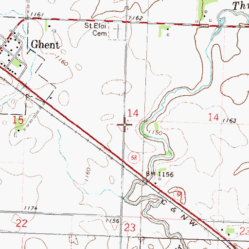 Topographic Map of Grandview Cemetery, MN