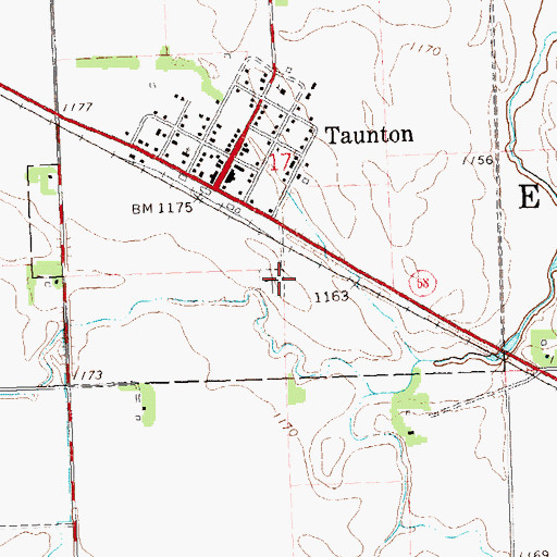 Topographic Map of Old Taunton Catholic Cemetery, MN