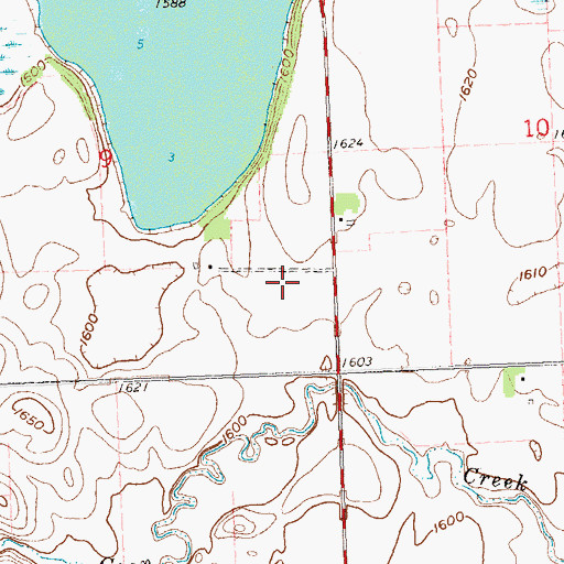 Topographic Map of Wood Lake Cemetery, MN