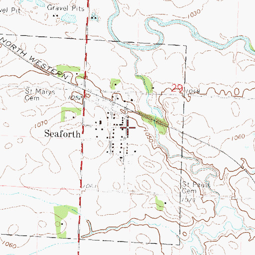 Topographic Map of Seaforth Post Office, MN
