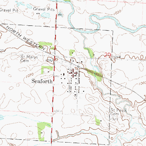 Topographic Map of Seaforth Town Hall, MN