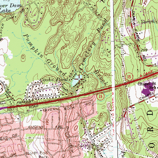 Topographic Map of Cooks Pond, CT