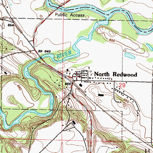 Topographic Map of North Redwood Post Office (historical), MN