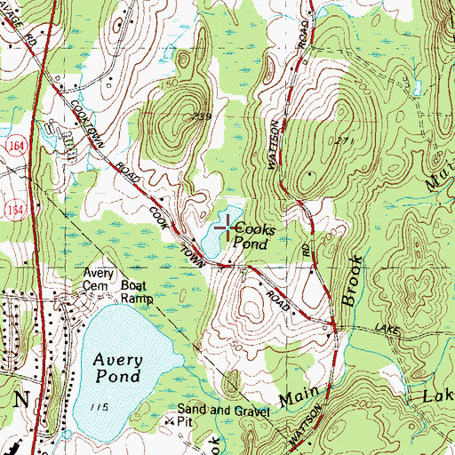 Topographic Map of Cooks Pond, CT