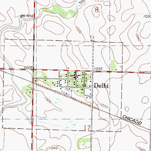 Topographic Map of Delhi Presbyterian Church, MN