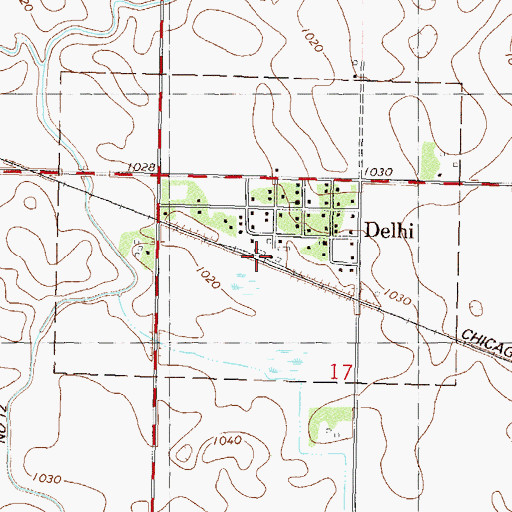 Topographic Map of Delhi, MN