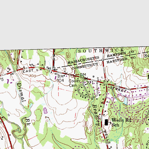 Topographic Map of Cooley Cemetery, CT