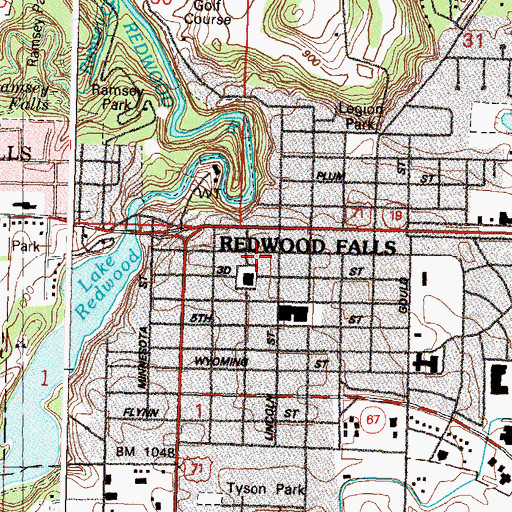 Topographic Map of Redwood County Sheriff's Office, MN