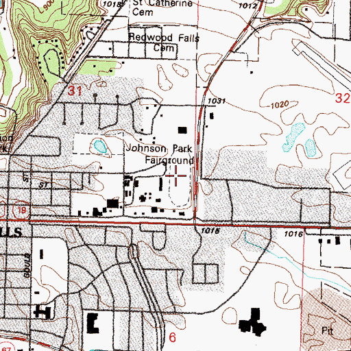 Topographic Map of Redwood Falls County Fairgrounds, MN